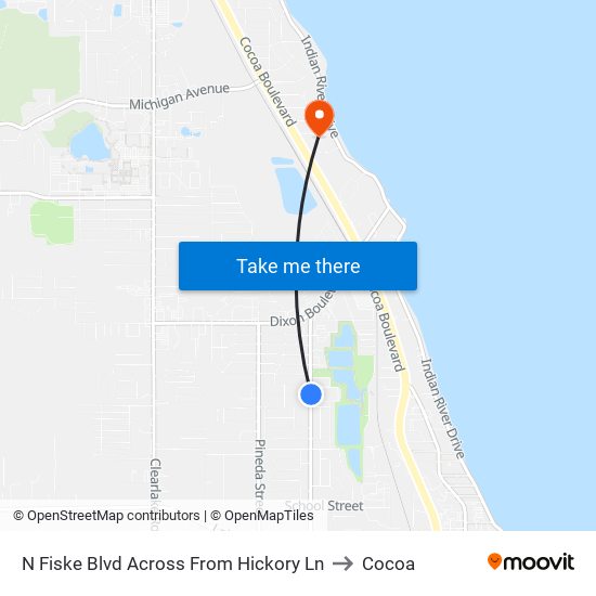 N Fiske Blvd Across From Hickory Ln to Cocoa map