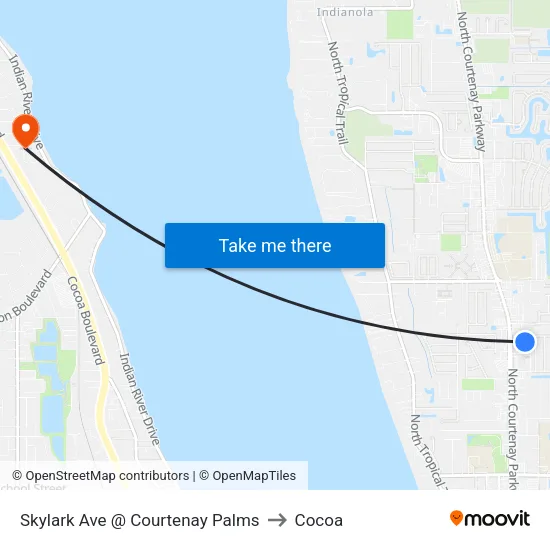 Skylark Ave @ Courtenay Palms to Cocoa map
