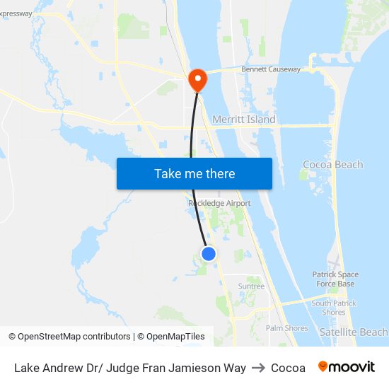 Lake Andrew Dr/ Judge Fran Jamieson Way to Cocoa map