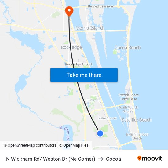 N Wickham Rd/ Weston Dr (Ne Corner) to Cocoa map