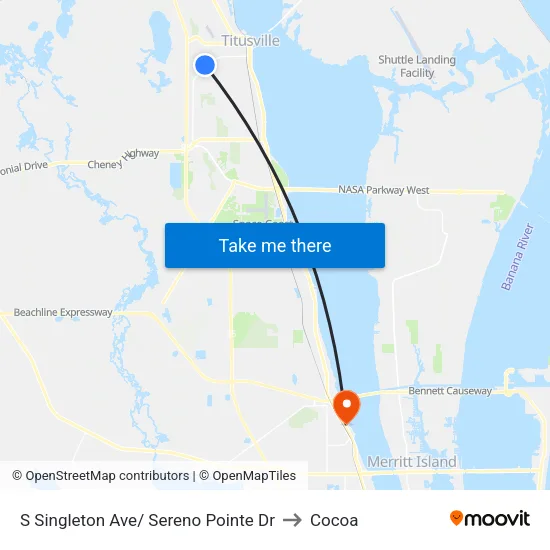 S Singleton Ave/ Sereno Pointe Dr to Cocoa map