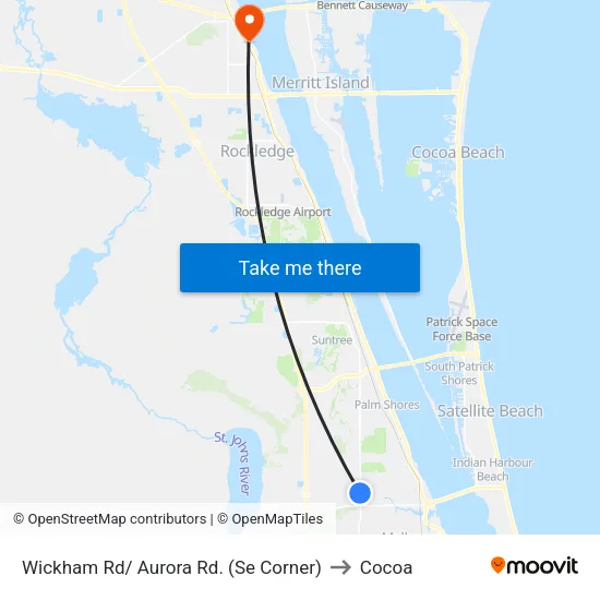 Wickham Rd/ Aurora Rd. (Se Corner) to Cocoa map