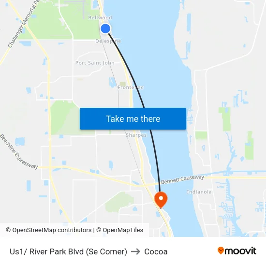 Us1/ River Park Blvd (Se Corner) to Cocoa map