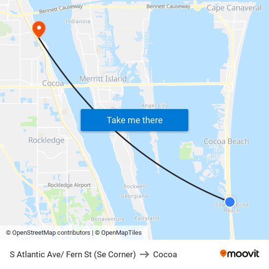 S Atlantic Ave/ Fern St (Se Corner) to Cocoa map