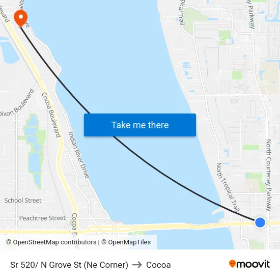 Sr 520/ N Grove St (Ne Corner) to Cocoa map