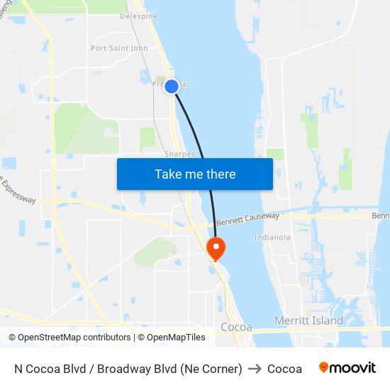 N Cocoa Blvd / Broadway Blvd (Ne Corner) to Cocoa map