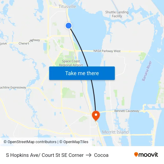 S Hopkins Ave/ Court St SE Corner to Cocoa map