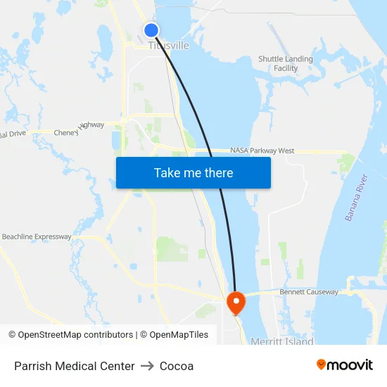 Parrish Medical Center to Cocoa map