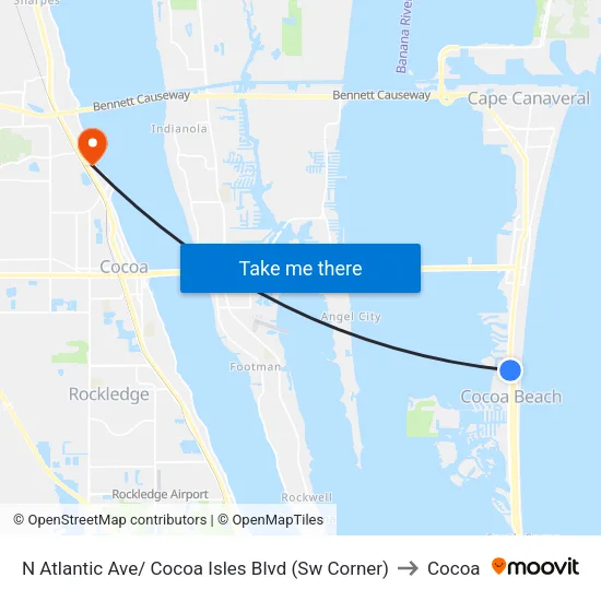 N Atlantic Ave/ Cocoa Isles Blvd (Sw Corner) to Cocoa map