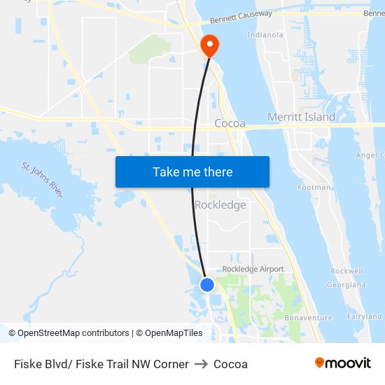 Fiske Blvd/ Fiske Trail NW Corner to Cocoa map