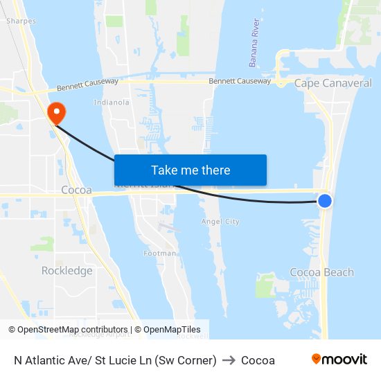 N Atlantic Ave/ St Lucie Ln (Sw Corner) to Cocoa map