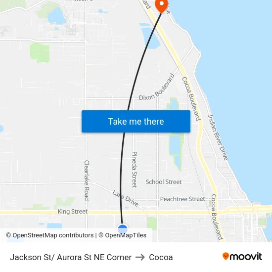 Jackson St/ Aurora St NE Corner to Cocoa map