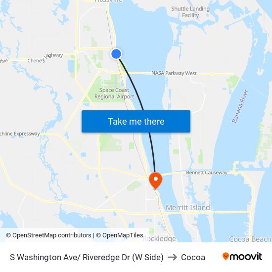 S Washington Ave/ Riveredge Dr (W Side) to Cocoa map