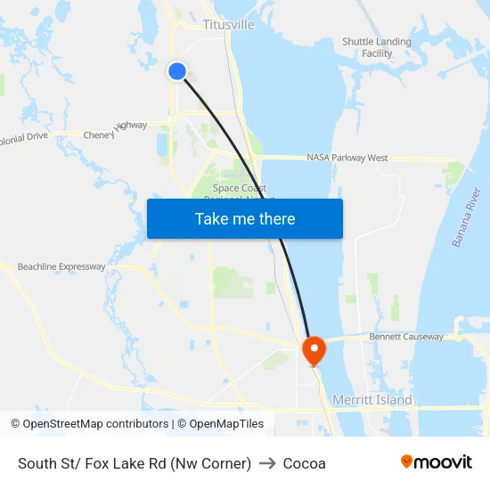 South St/ Fox Lake Rd (Nw Corner) to Cocoa map