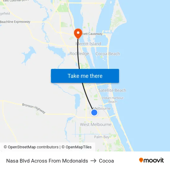 Nasa Blvd Across From Mcdonalds to Cocoa map