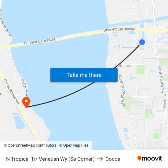 N Tropical Tr/ Venetian Wy (Se Corner) to Cocoa map