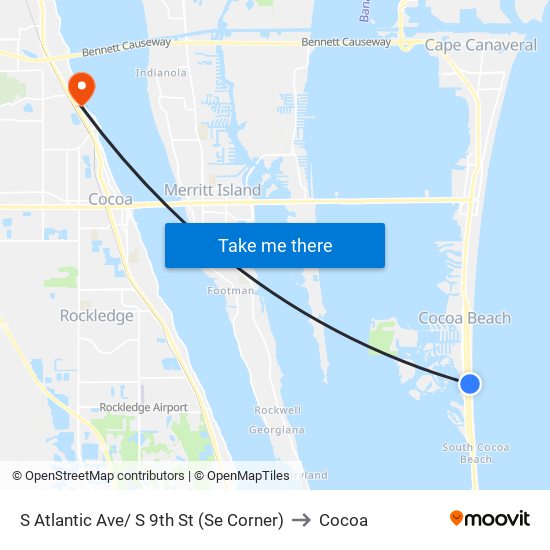 S Atlantic Ave/ S 9th St (Se Corner) to Cocoa map