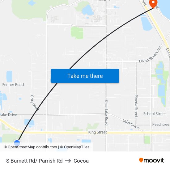 S Burnett Rd/ Parrish Rd to Cocoa map