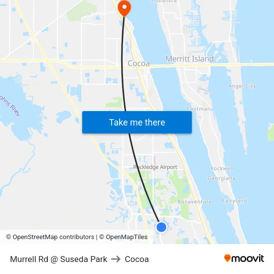 Murrell Rd @ Suseda Park to Cocoa map