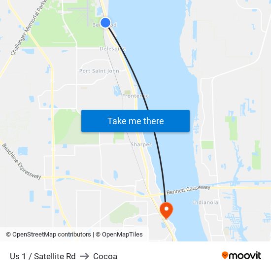 Us 1 / Satellite Rd to Cocoa map