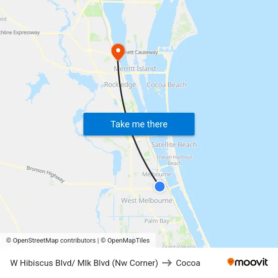 W Hibiscus Blvd/ Mlk Blvd (Nw Corner) to Cocoa map