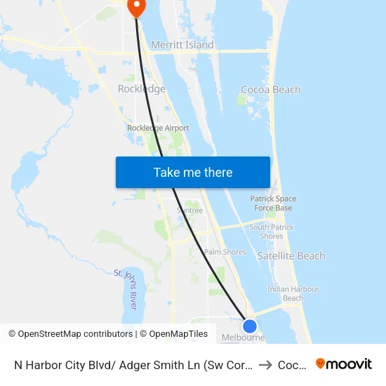 N Harbor City Blvd/ Adger Smith Ln (Sw Corner) to Cocoa map