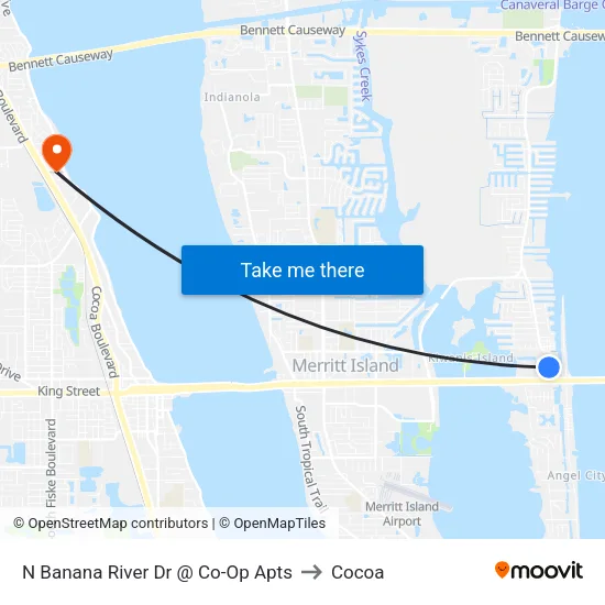 N Banana River Dr @ Co-Op Apts to Cocoa map