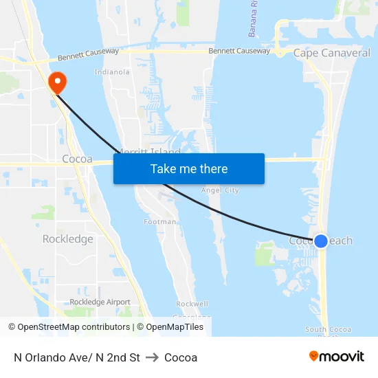 N Orlando Ave/ N 2nd St to Cocoa map