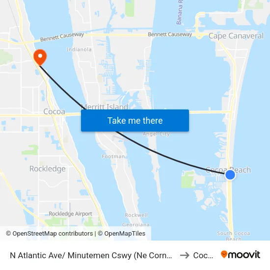N Atlantic Ave/ Minutemen Cswy (Ne Corner) to Cocoa map