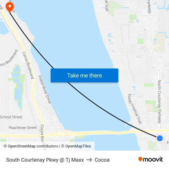 South Courtenay Pkwy @ Tj Maxx to Cocoa map