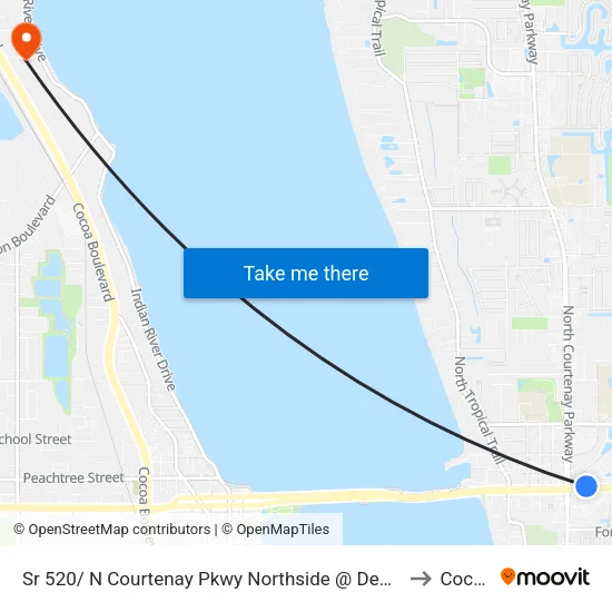 Sr 520/ N Courtenay Pkwy Northside @ Dennys to Cocoa map