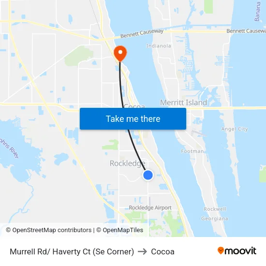 Murrell Rd/ Haverty Ct (Se Corner) to Cocoa map