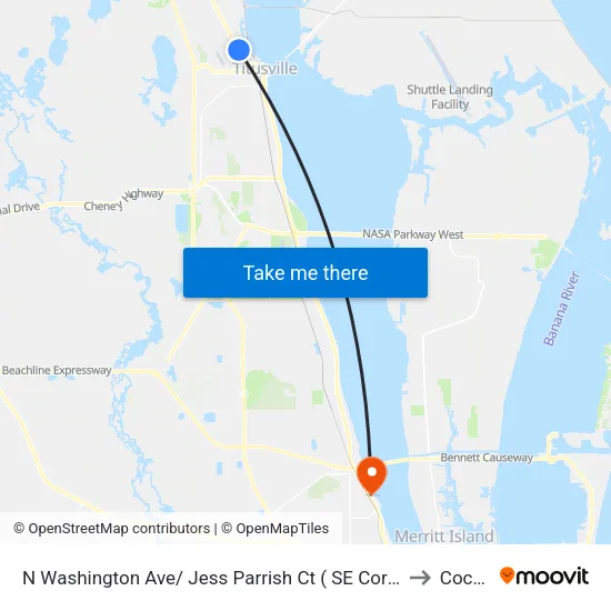 N Washington Ave/ Jess Parrish Ct ( SE Corner) to Cocoa map