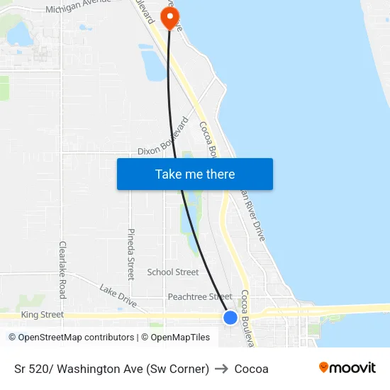 Sr 520/ Washington Ave (Sw Corner) to Cocoa map