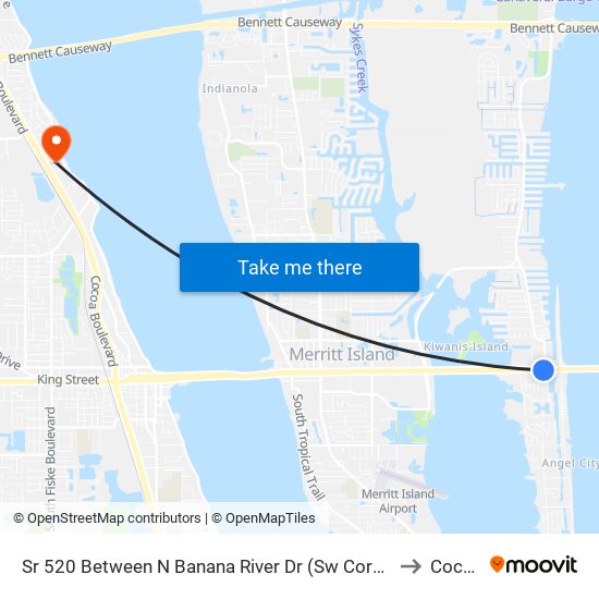 Sr 520 Between N Banana River Dr (Sw Corner) to Cocoa map