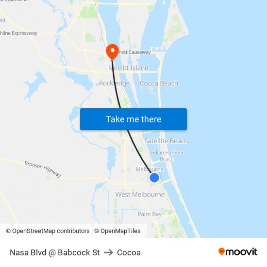 Nasa Blvd @ Babcock St to Cocoa map