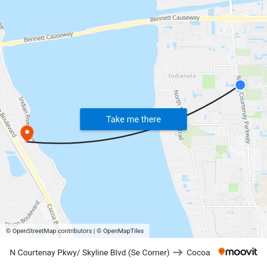 N Courtenay Pkwy/ Skyline Blvd (Se Corner) to Cocoa map