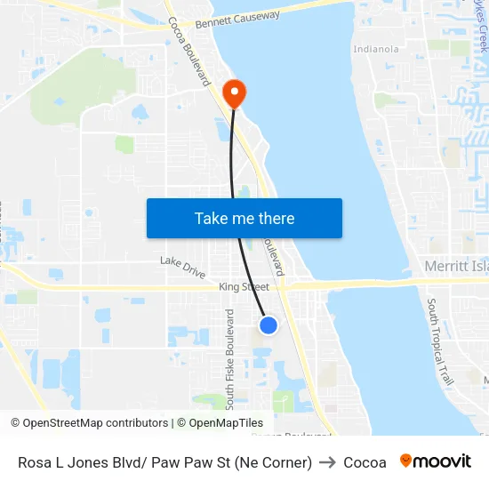Rosa L Jones Blvd/ Paw Paw St (Ne Corner) to Cocoa map