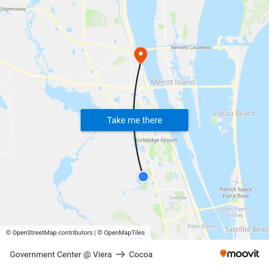 Government Center @ Viera to Cocoa map