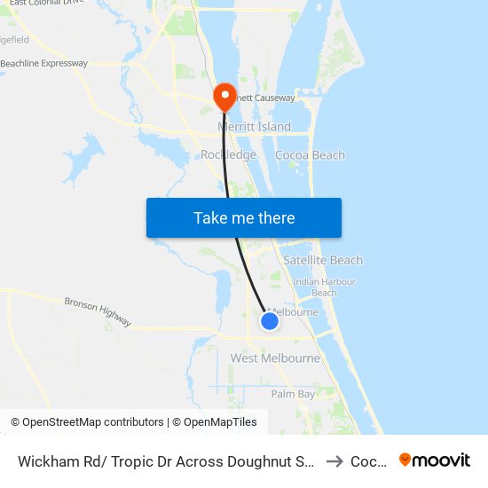 Wickham Rd/ Tropic Dr Across Doughnut Shop to Cocoa map