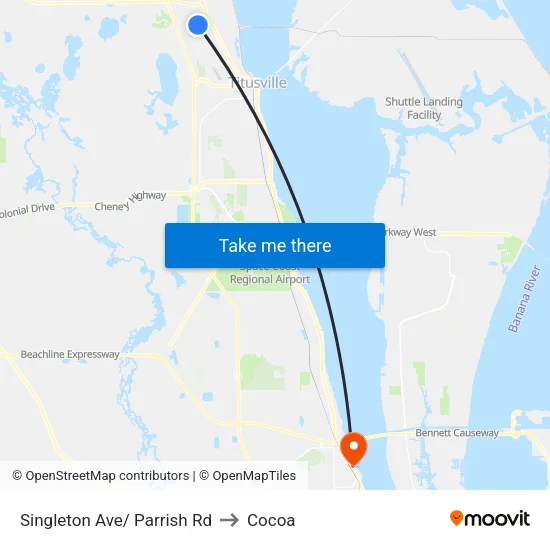 Singleton Ave/ Parrish Rd to Cocoa map