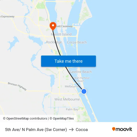5th Ave/ N Palm Ave (Sw Corner) to Cocoa map
