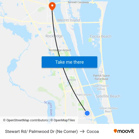 Stewart Rd/ Palmwood Dr (Ne Corner) to Cocoa map