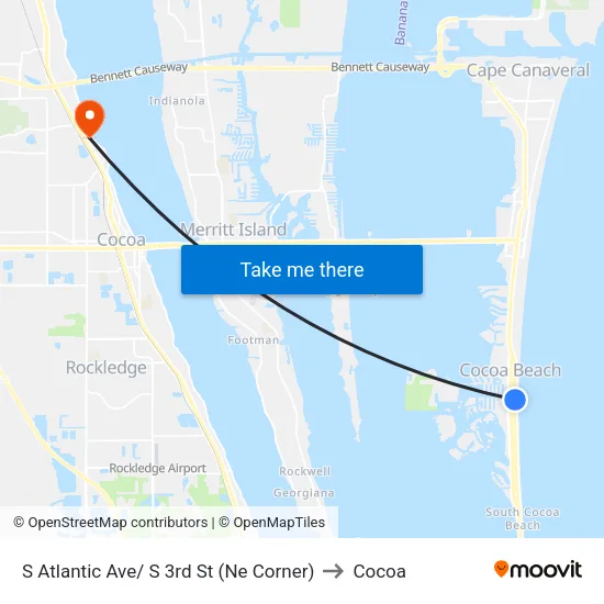 S Atlantic Ave/ S 3rd St (Ne Corner) to Cocoa map