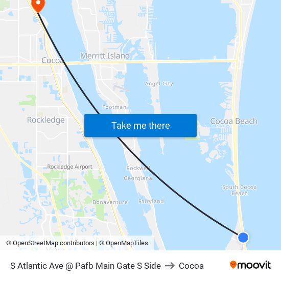 S Atlantic Ave @ Pafb Main Gate S Side to Cocoa map