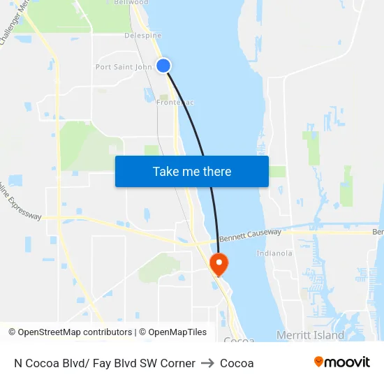 N Cocoa Blvd/ Fay Blvd SW Corner to Cocoa map