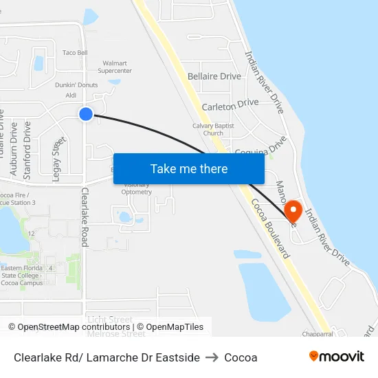 Clearlake Rd/ Lamarche Dr Eastside to Cocoa map