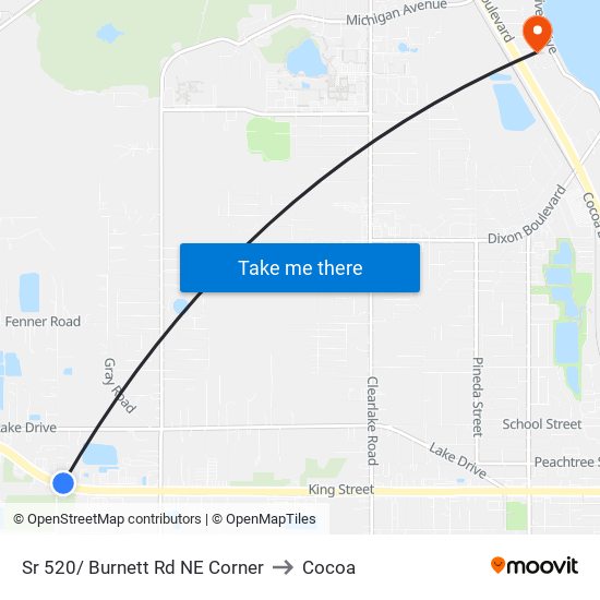 Sr 520/ Burnett Rd NE Corner to Cocoa map