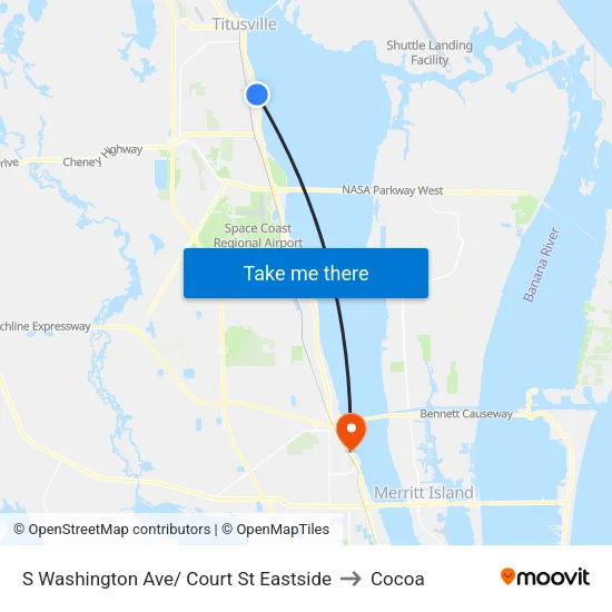 S Washington Ave/ Court St Eastside to Cocoa map
