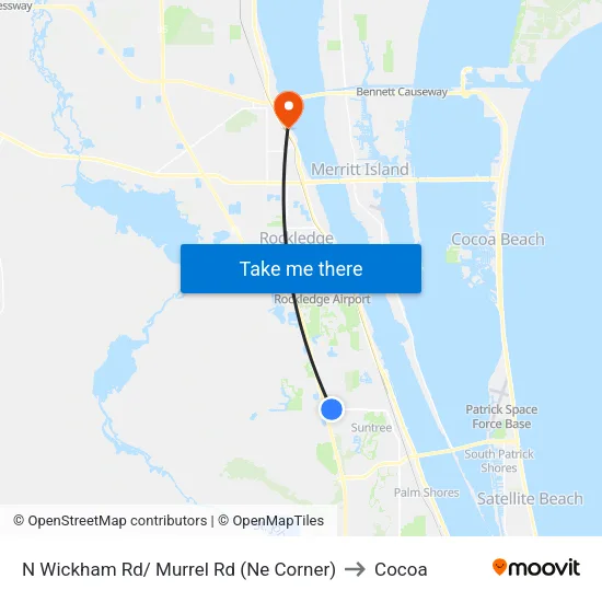 N Wickham Rd/ Murrel Rd (Ne Corner) to Cocoa map